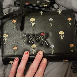 Black Floral Embroidered Women's Bag
